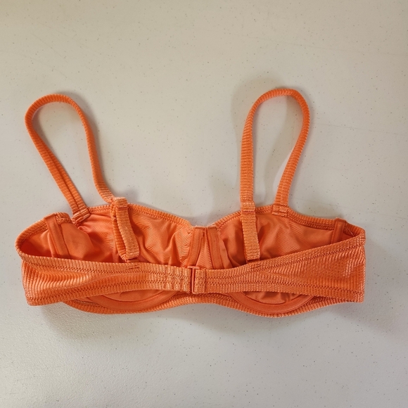 Aerie Shine Ribbed Orange Underwire Bikini Swim Swimsuit Top Size 36C New Beach - Picture 4 of 6